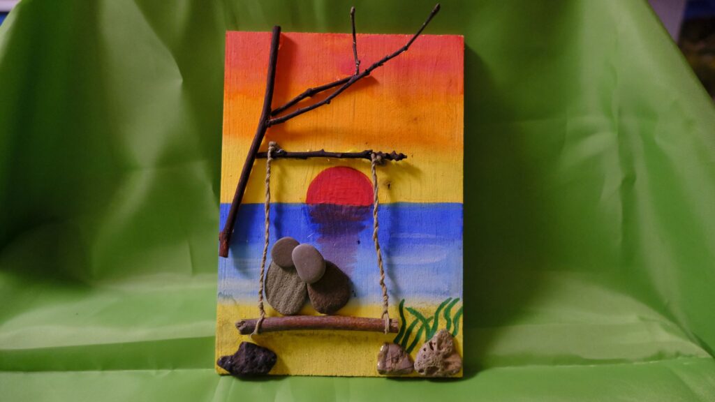 quadro fatto a mano innamorati al tramonto