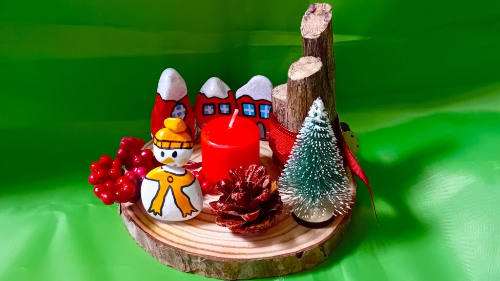 centro tavola natale pupazzo di neve